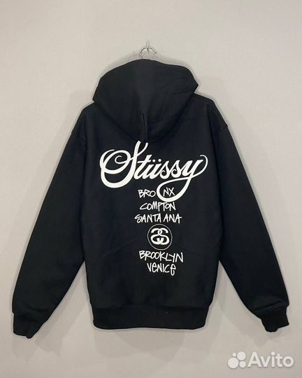 Зип худи Stussy World Tour Zip Black Оригинал