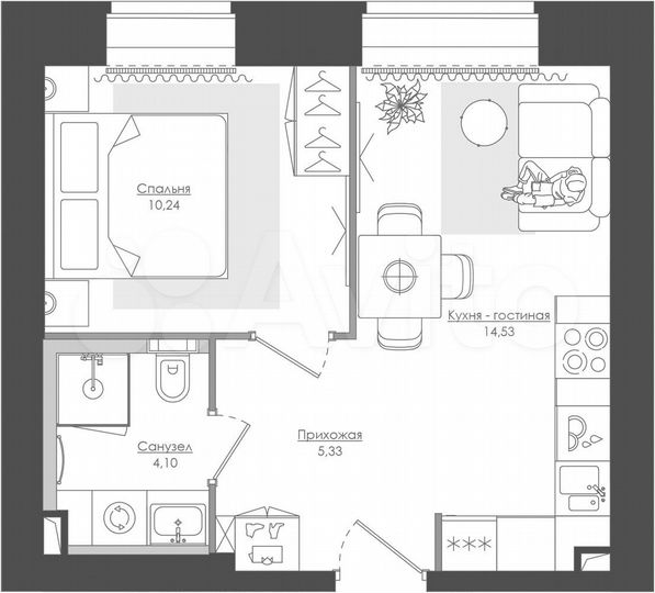 1-к. квартира, 34,2 м², 5/39 эт.