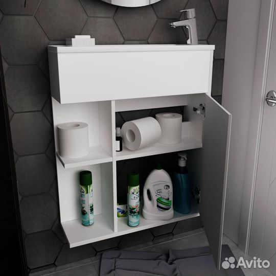 Тумба с раковиной 1MarKa Stretto У94717 60 см, белый