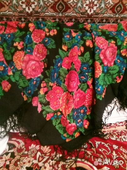 Платок шаль шерсть павловопосадский