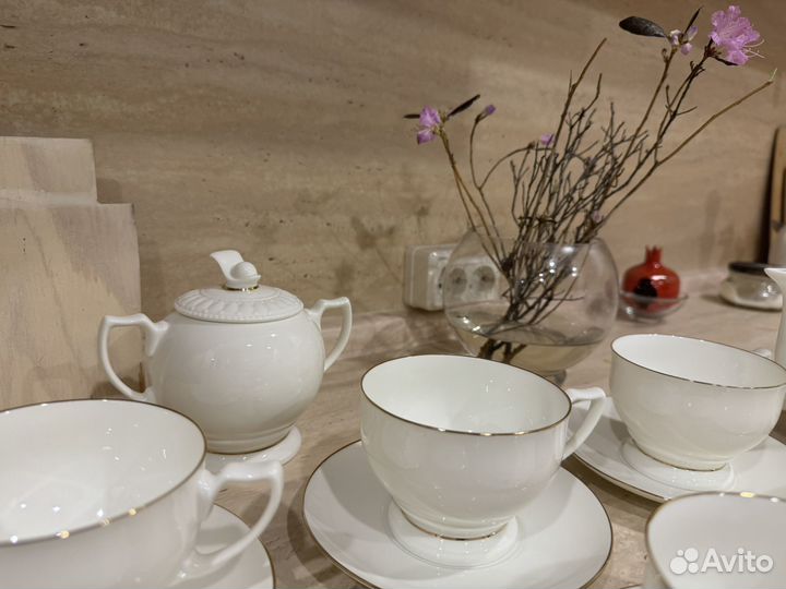 Новый сервиз Жемчужина Золотая лента, 14 предметов