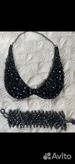 Воротнички накладные из бусин, браслет