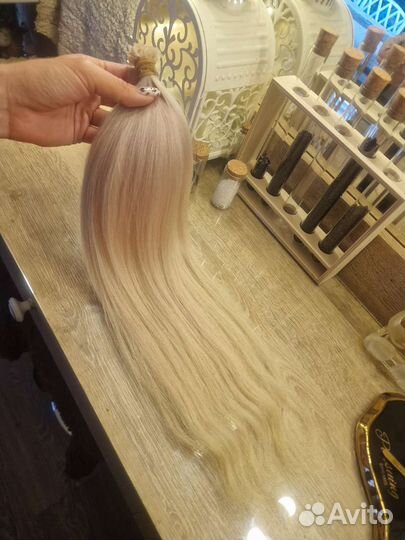 Волосы для наращивания блонд 50см