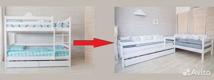 В наличии двухъярусная кровать, натуральное дерево