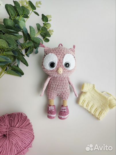 Мягкая вязаная игрушка Совёнок амигуруми