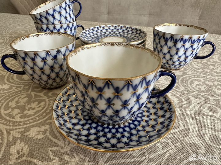 Лфз кофейная пара Тюльпан, Кобальтовая сетка