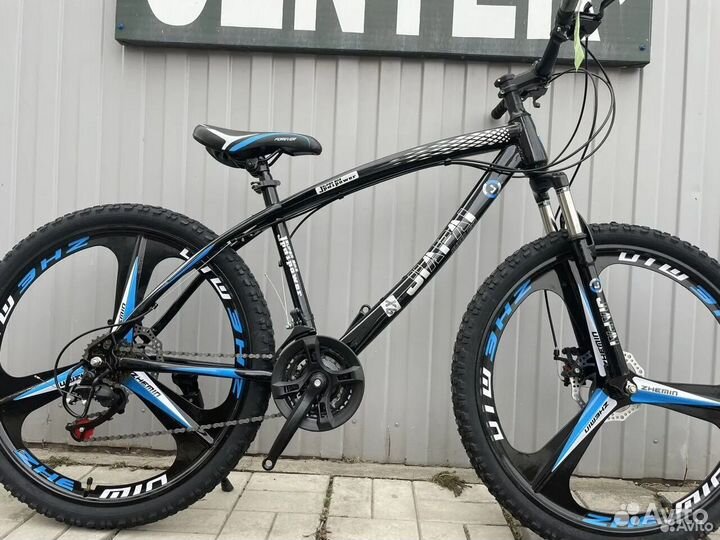 Велосипед с литыми дисками Черный-синий новый