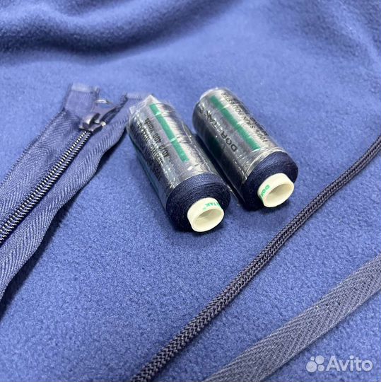 Ткань флис двусторонний темно-синий