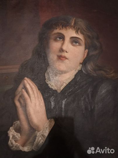 Картина маслом на холсте старинная 19 век