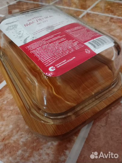 Масленка бамбук и стекло