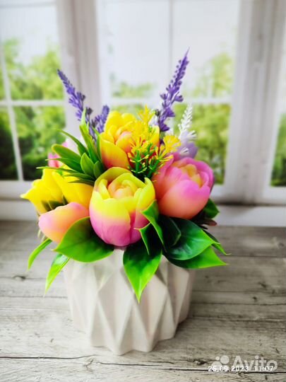 Букет из мыла ручной работы в кашпо