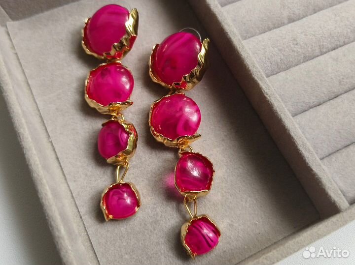 Серьги zara style fuchsia