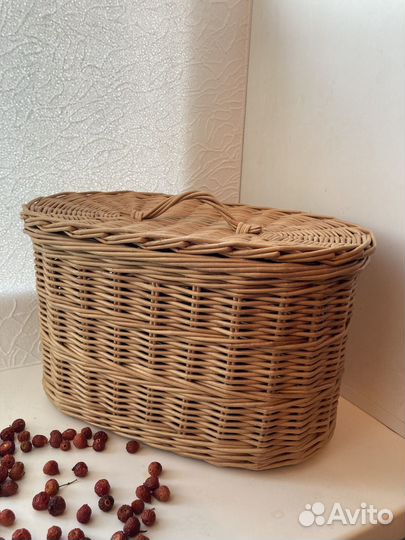 Хлебница плетеная овальная с крышкой