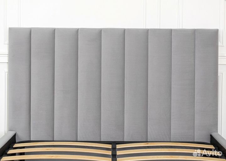 Кровать 160х200 серый велюр Богема