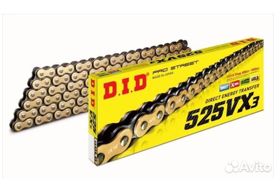 Цепь DID 525 VX3 G&B X-Ring золотая 110 звеньев