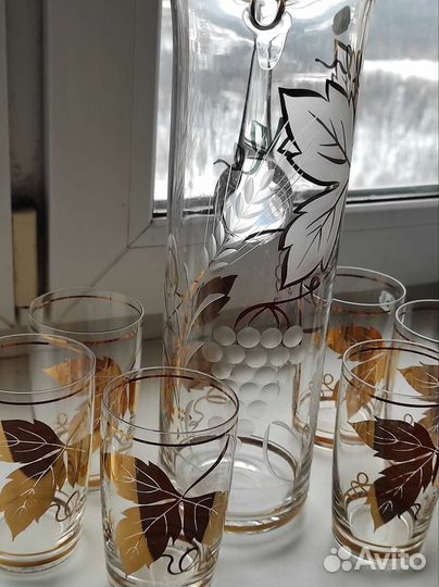 Кувшин и 6 стаканов Богемия