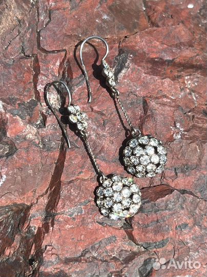 Серебряные серьги 875 пробы, винтаж