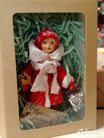 Ёлочные игрушки из ваты ручной работы