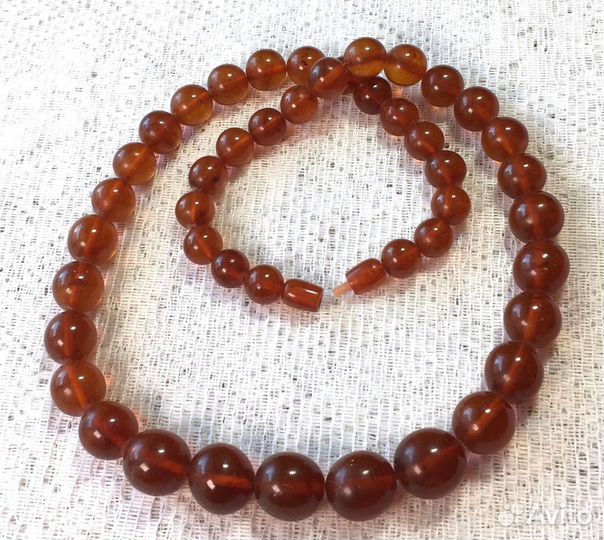 Янтарные Бусы Шарики Янтарь Цвет Коньяк винтаж 67г
