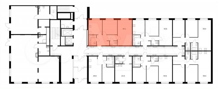2-к. квартира, 60,1 м², 1/15 эт.