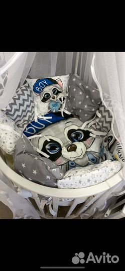 Бортики в кроватку + балдахин