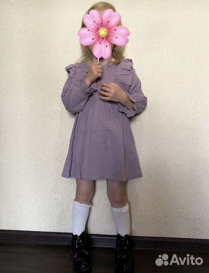 Красивое муслиновое платье для девочки в садик рос