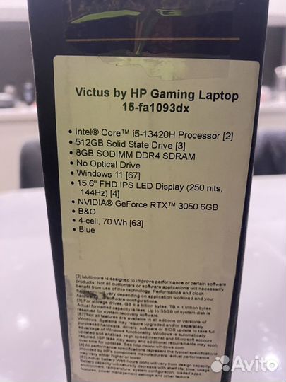 Игровой Ноутбук HP Victus 15-fa1093dx с гарантией