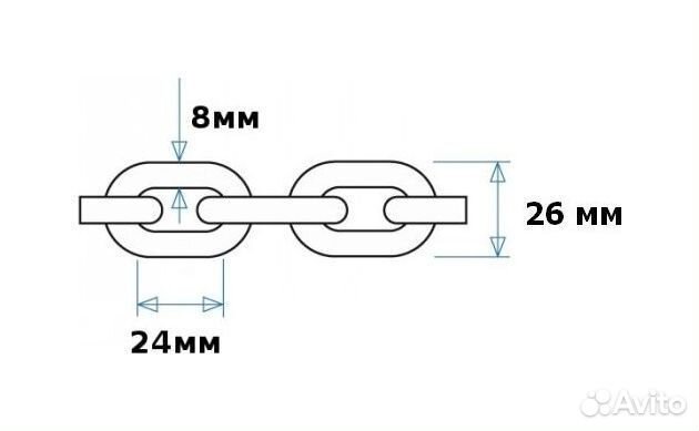 Цепь якорная нержавеющая 8 мм, DIN766 41108
