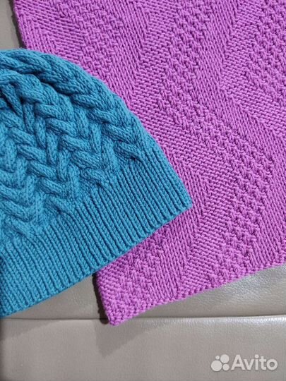 Комплект шапка и снуд ручной работы для девочки