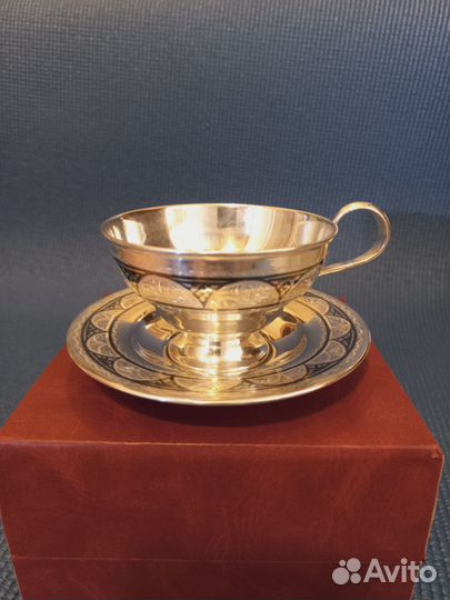 Серебряная чайная, кофейная пара Кубачи 180 грамм