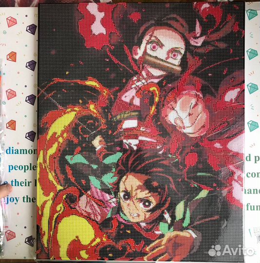 Алмазная мозаика большая аниме с подрамником клино