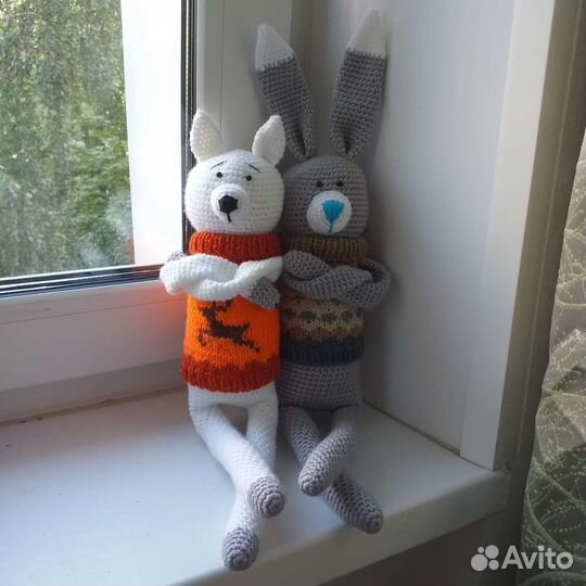 Мягкая игрушка заяц, волк