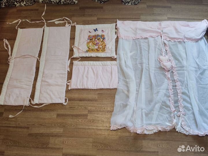 Комплект бортики для детской кроватки+балдахин
