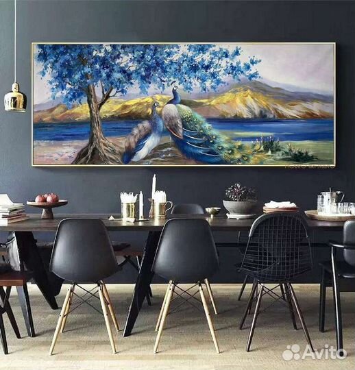 Картина маслом на холсте Павлины,премиум качество