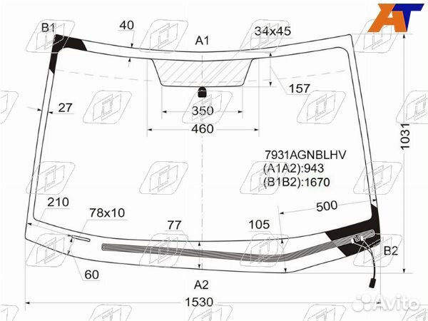 Стекло лобовое subaru B9 tribeca