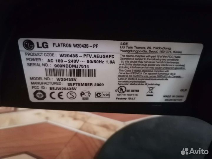 Монитор LG Flatron w2043s