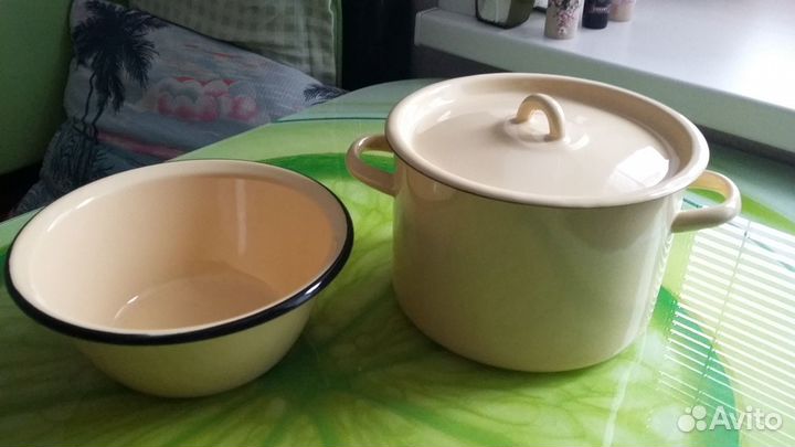 Новый набор эмалированной посуды (кастрюля+миска)