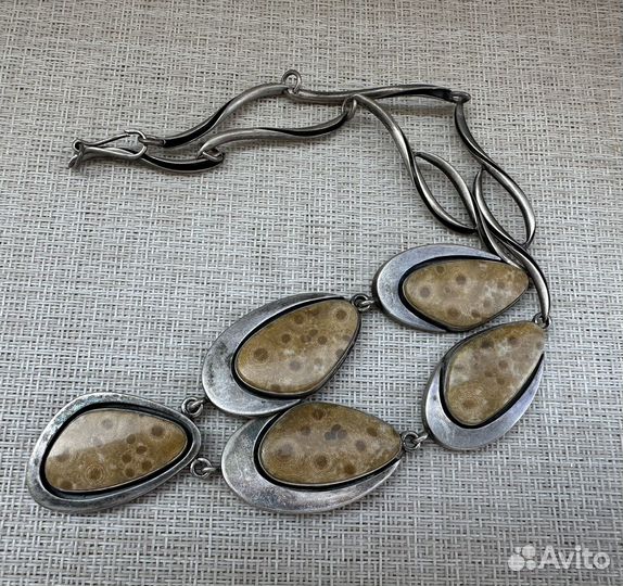 Колье коралл серебро 925 звезда патина винтаж