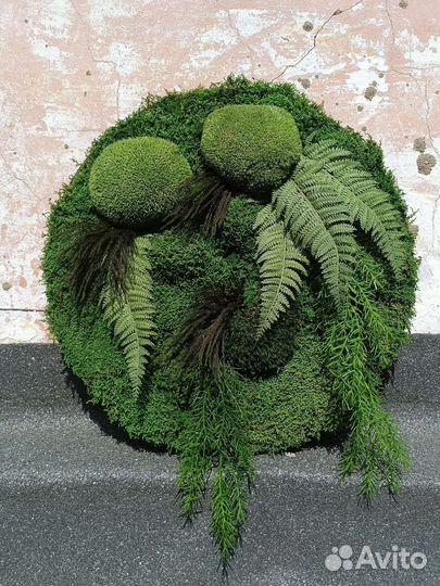 Панно на стену круглое из мха