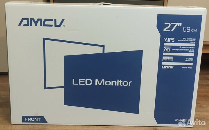 Абсолютно новый монитор amcv 27, IPS, 75Гц