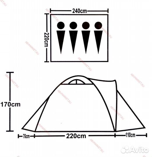 Палатка 4-Х местная Outlander 1677D