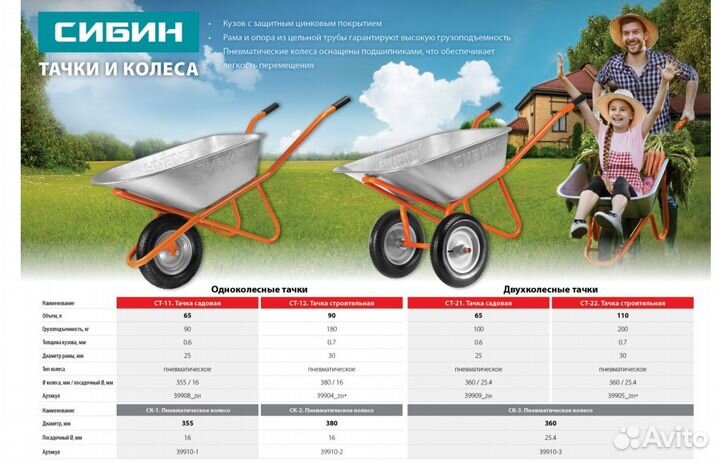 Тачки строительные, садовые