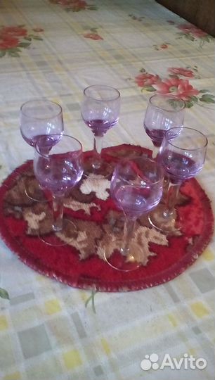 Рюмки:раритет; 6 шт;1982г;цветное блик стек;ссср