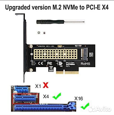 Адаптер SATA M.2 nvme на pcie х 4/8/16 Pin
