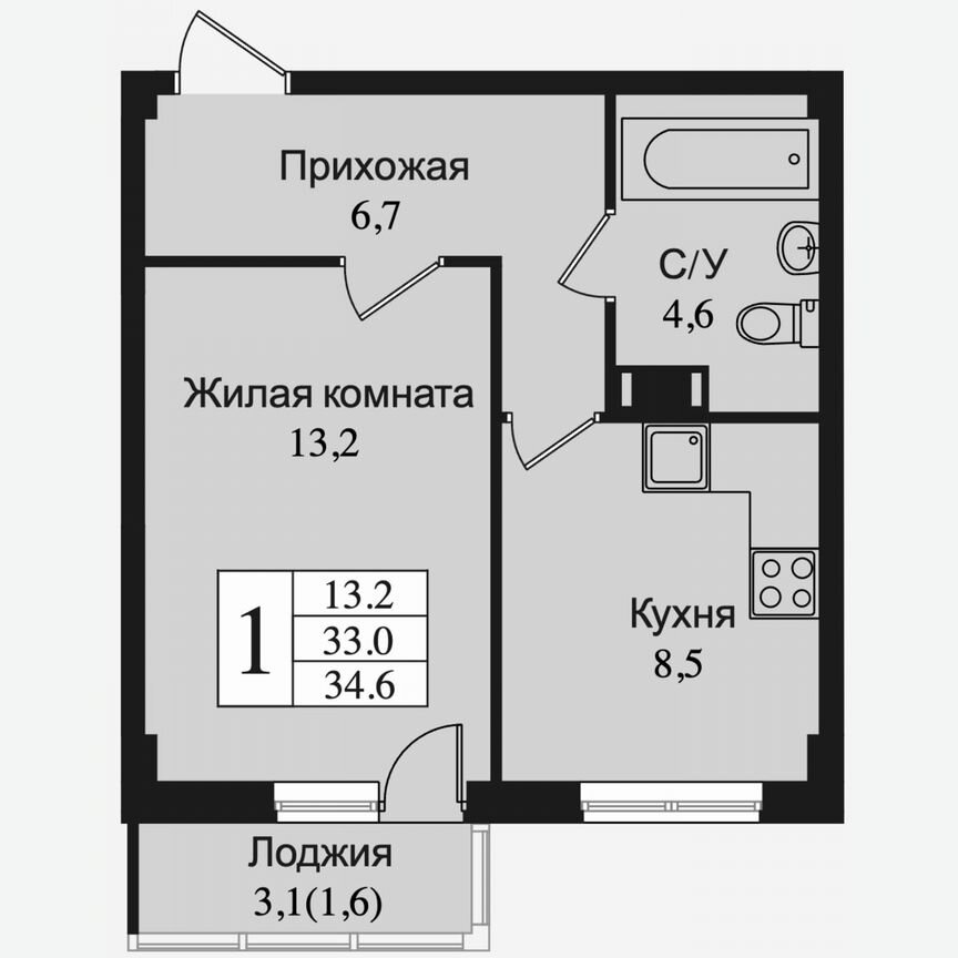 1-к. квартира, 36 м², 13/15 эт.