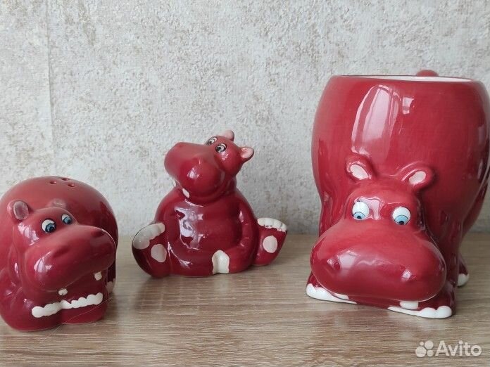 Бегемотики кружка и солонка с перечницей