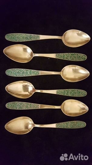 Ложки чайные серебро 875 с золочением