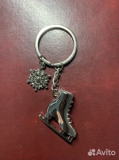 Брелок для ключей, коньки, зима, снежинка, металл