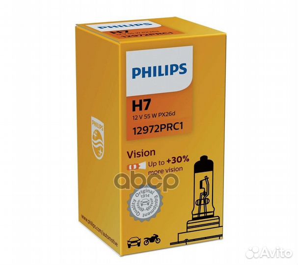 Лампа 12V H7 55W +30 philips Premium 1 шт. кар