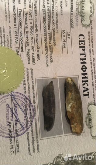 Брелок с окаменелостью динозавра